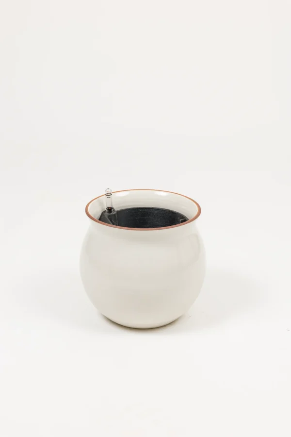 Self-watering Planter Leucadia White Red Rim